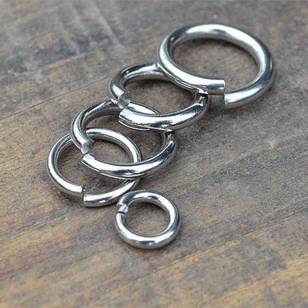Stainless Steel Open Jump Rings 10-30mm 12 10 8 Gauge Dull Silver Color OD Connector Wire Chainmail Chainmaille Weave Jewelry Hardware DIY
