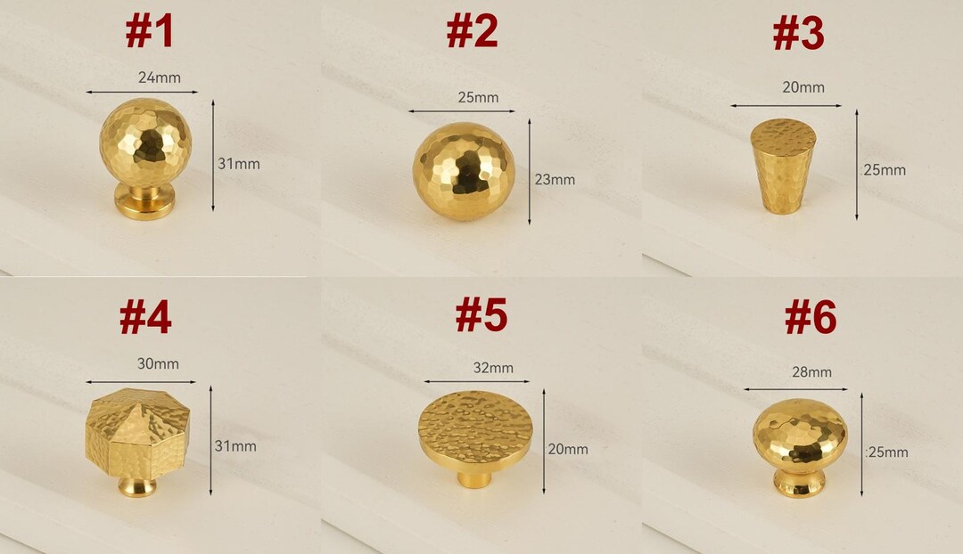 Solid Brass Art Deco Drawer Pulls Knobs Luxury Hammered Cabinet Handles ...