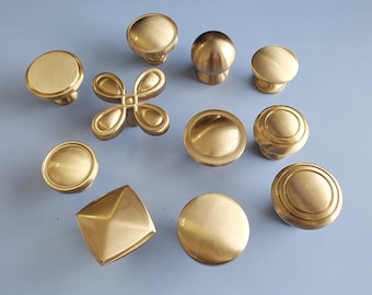 Gold gebürstet Kabinett Knäufe runde geometrische Massivmessing Knäufe Küche Badezimmer Schlafzimmer Moderne Klassik Neoklassik Minimalist Interiors