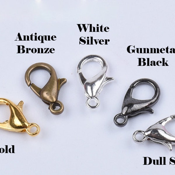 Lobster Claw Clasp 10 12 21 mm Silver Gold Parrot Closure Small Tiny Large Key Chain Ring Purse Connector Jewelry Making Necklace Bracelet