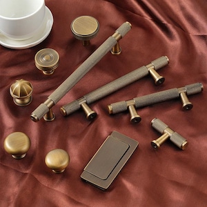 Industrial Style Knurled Drawer Pulls Knobs Aged Brass Antique Bronze Cabinet Handles Modern Loft Minimalist Furniture Design Improvement