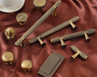 Geriffelte Schubladenknäufe im Industriestil im Alter von Messing Antik Bronze Schrank Griffe Moderne Loft Minimalist Möbel Design Verbesserung