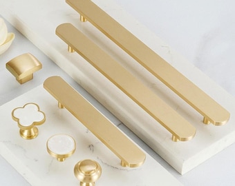 Gold Massivem Messing Kabinett Pull Griffe Knäufe Perle Inlay Moderne minimalistische Glam Schublade Pull Knäufe Küche Kleiderschrank Eitelkeitseinheiten