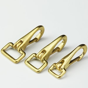 Solid Brass Fixed Loop Halter Snap Fix Buckle Horse Saddle Hook Headstall Reins Push Webbing Strap Purse Gate Clasp Key Fob Clip Repair DIY