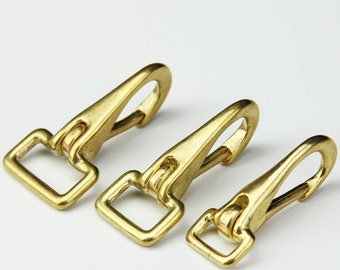Solid Brass Fixed Loop Halter Snap Fix Buckle Horse Saddle Hook Headstall Reins Push Webbing Strap Purse Gate Clasp Key Fob Clip Repair DIY