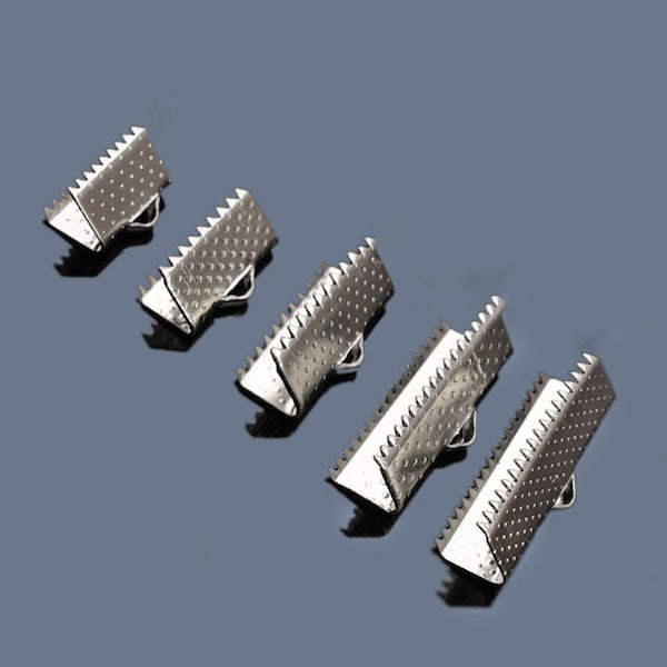 Edelstahlband Clip Klemmschnur Crimp 6,5 8,5 10 13 15 20 25 mm Endkappe Spitze Halskette Armband Verbinder Finden 1/4 5/16 3/8 1/2 3/4 "