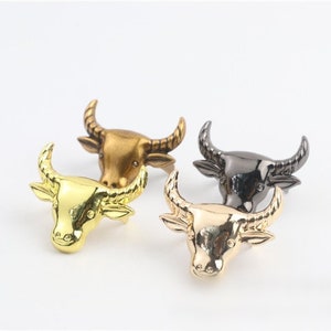 Bull Metal Purse Label 1 1/4&quot; 32mm Charm Tag Decoration Supply Heavy Duty Handbag Bag Making Replacement Hardware Wholesale Bulk
