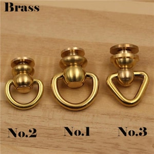 Solid Brass Screw Connector Back Stud Round Rivet Lanyard Buckle Pull Ring Loop Strap Knob Key Chain Bag Purse Belt Leathercraft Hardware image 5