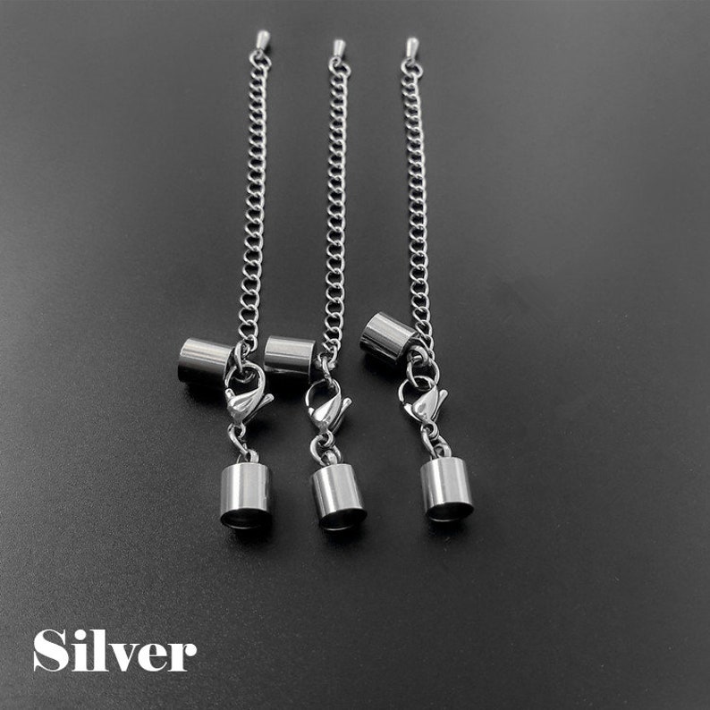 Cord End Cap Lobster Clasp Extension Chain 1.2 8 Mm Surgical Etsy