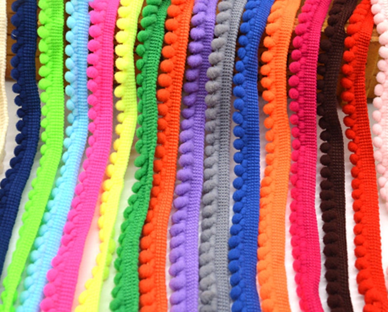 Pom Pom Ribbon 12mm Edge Trim 18 Colors Pompom Tassel Mini Etsy