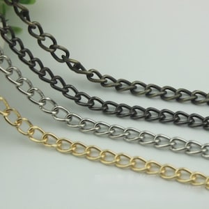 Cadena de monedero 100cm 39,3 "Crossbody Metal Curb Latón Correa Mango Plata Oro Negro Bronce Hardware Bolso Bolso Bolso Vintage DIY