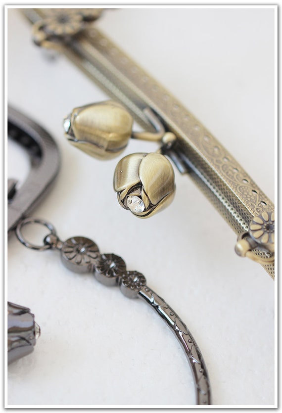 Silver Gold Purse Frame Metal Vintage Flowers Snap Clasp for Bag