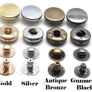 Round Metal S Spring Snap Rivet Button Fastener Closure Press Stud Popper Tich Silver Gold Craft Leather Bag Backpack Coat Shirt Diary