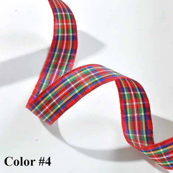 5 yds 3//8/" ORANGE /& WHITE Polyester Check Checkered Scottish Gingham