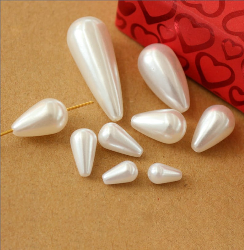 Smooth Shell Pearl Acrylic Teardrop Water Drop Loose Beads Etsy