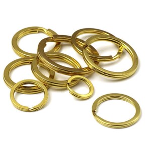 Round Flat Split Key Ring Solid Brass Hang Chain Hook DIY Craft Hardware 12 15 20 25 30 32 35 mm 1/2 5/8 13/16 1 1 3/16 1 5/16 1 7/16" imagem 2