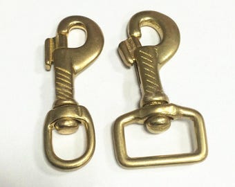 Mousqueton à ressort en laiton massif Oeil carré pivotant Gâchette mousqueton à clip Sangle à ressort Sac en laisse pour chien Porte-clés rêne de plongée
