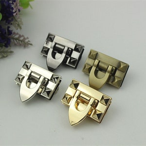 Rechteck Drehverschluss 40mm Geldbörse Charm Organizer Gepäck Hardware Antik Gold Verschluss und Schlüsselverschluss kleine Tasche Clutch Metall Zubehör
