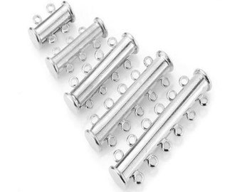 Brass Multi-Strand Magnetic Tube Bar Slide Lock Clasp 2 3 4 5 6 7 8 9 10 Loop Hole Ring Row Closure Connector Necklace Peyote Bracelet