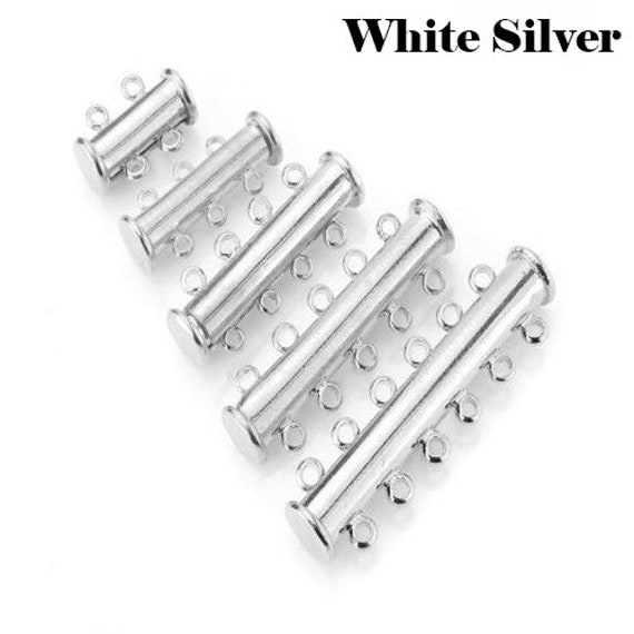 16 Sets 2 Styles Box Clasps Stainless Steel Multi-Strand Clasps End Clasp  Lock Necklace Clasp Connector 