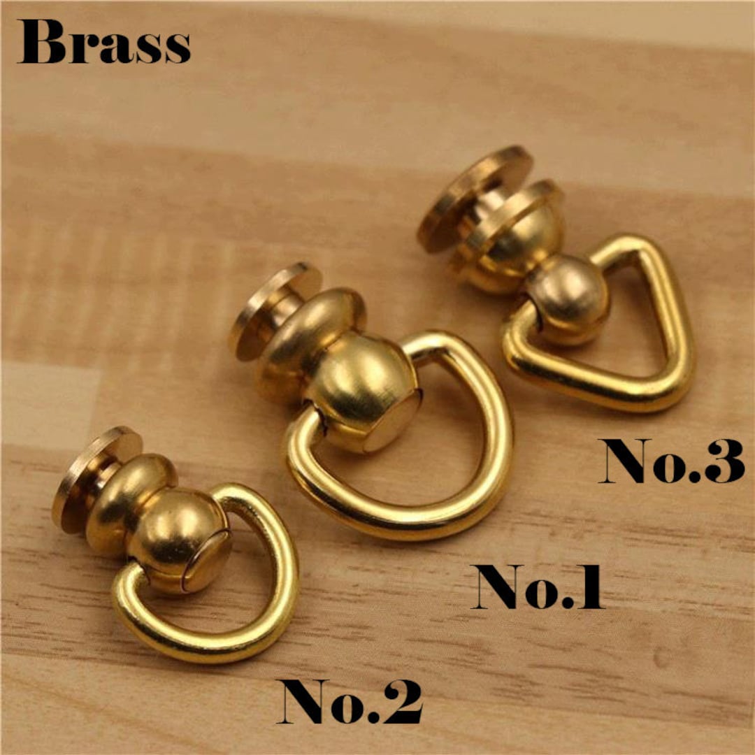 Solid Brass Screw Connector Back Stud Round Rivet Lanyard Buckle