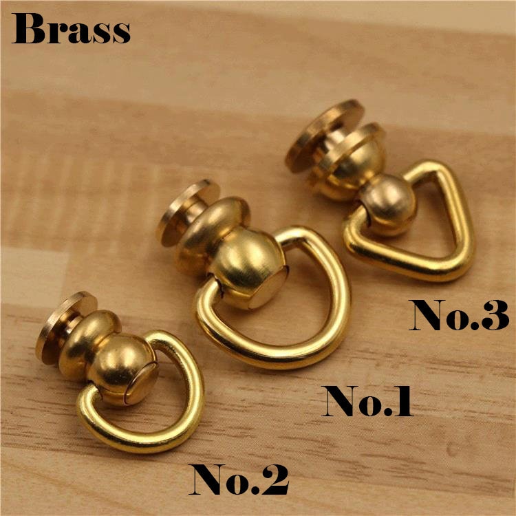 20 Pieces D Ring Stud Screw Ball Post Head Buttons Stud Screw Metal D Ring Rivets for Wallet Strap Shoes Accessories Leather Cross Body Purse Craft