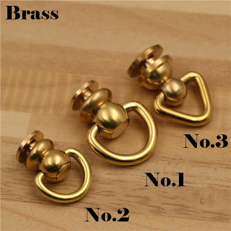 Solid Brass Screw Connector Back Stud Round Rivet Lanyard Buckle
