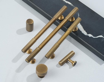Antike Messing Industrie Kabinett Griffe Moderne Gerändelte Schublade Knäufe Küche Kleiderschrank Art Deco Minimalist Style Heimwerker