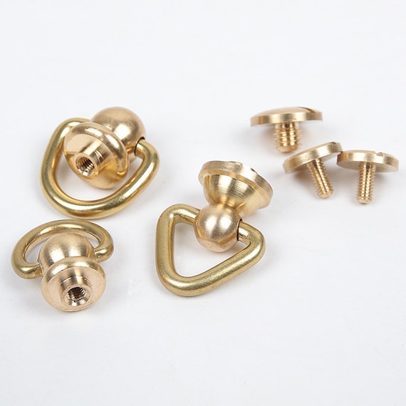 Solid Brass Screw Connector Back Stud Round Rivet Lanyard Buckle