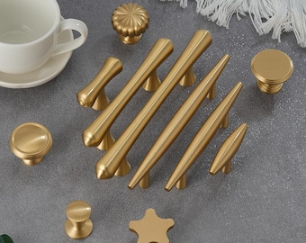Elegante Matte Gold Massivem Messing Kabinett Griffe Knäufe Moderne Minimalist Neoklassische Deco Schublade Zieht Küchenschrank Schlafzimmer Möbel Türen