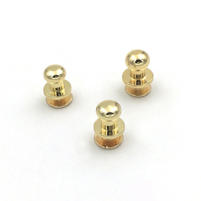 Brass Screw Stud Button 6 8 10 mm Round Head Brown Browne Gold Bronze Silver Black Rivet Sam Belt Collar Cuff Band Wallet Purse Leathercraft image 4