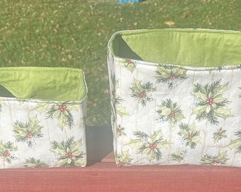 Holiday Storage Baskets/Christmas Fabric Bin/Gift Box