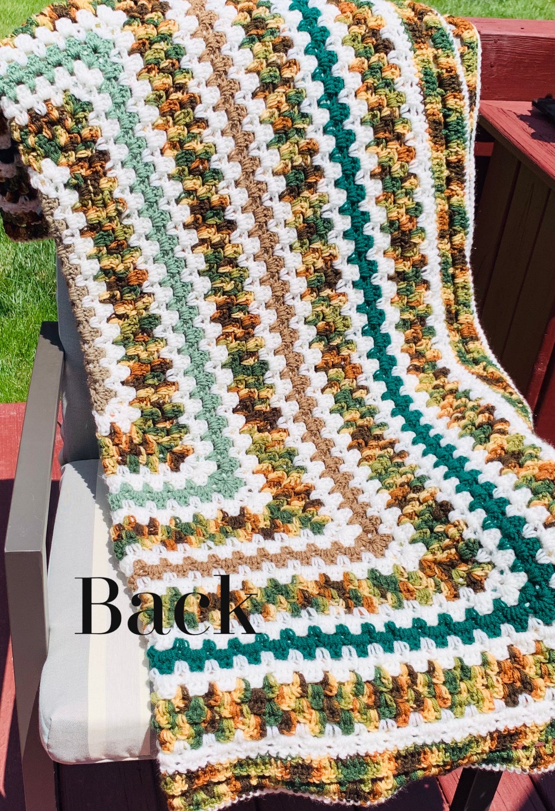 Rustic Multicolor Rectangular Crochet Blanket Etsy.de