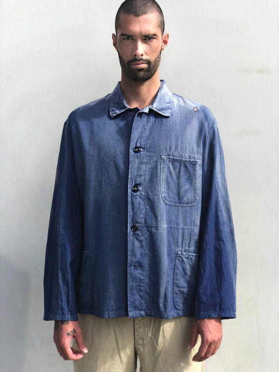 Vintage Indigo Workwear Chore Jacket - Unisex