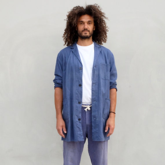 Vintage Indigo Shop Coat - 0002