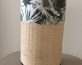 Cane and foliage cylinder table lamp