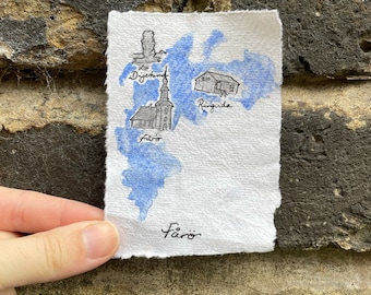Fårö map - Original watercolour painting on cotton rag paper