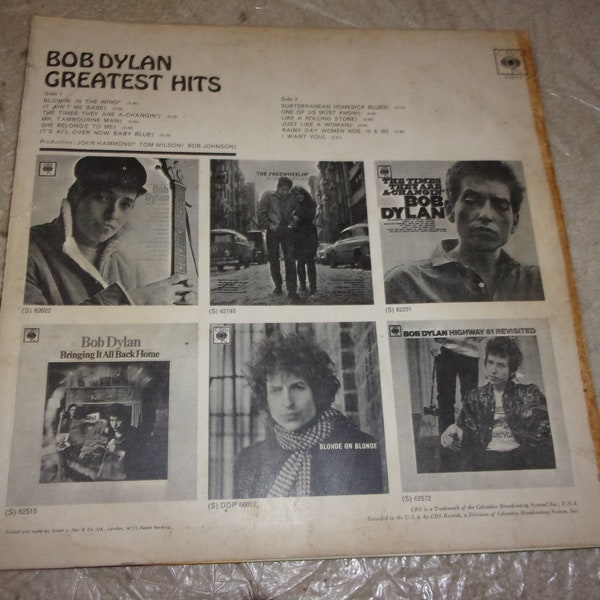 Greatest Hits    Bob Dylan   LP   1966    U.K. Pressing     fast shipping