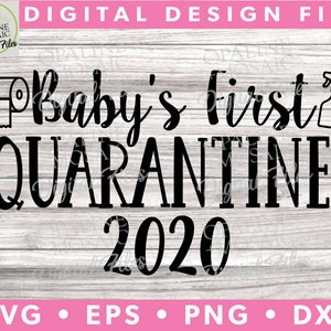Baby&#39;s First Quarantine - 2020 -Funny Baby - Cleaning - Pandemic - Celebrate - Silhouette - Cricut - Digital Download