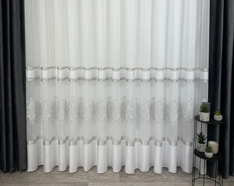 Soft Polyester Sheer Curtain Voile Panels, Custom Size Drapery panels for bedroom, Pinch Sheer Curtain, Rod Pocket, Made To Order