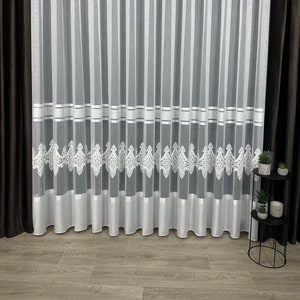 Luxury sheer curtains to order, embroidered voile curtains, 2 colors, custom size, gift for women