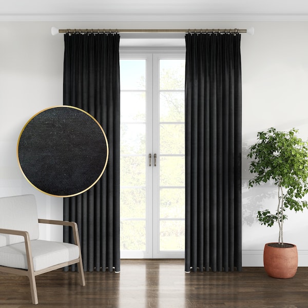 Bohemian Velvet Curtains, Extra Long Window Curtains, Luxury Black Out Curtains, Boho Curtains, Living Room Curtains, Custom Size Drapes