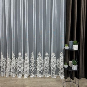 Handcrafted Curtains, Elegant Living Space, Luxurious Embroidery & Lace Details, Sheer Beauty: Custom Embroidered Curtain