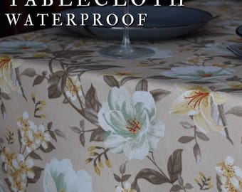 Mantel personalizado para comedor, mantel impermeable, mantel floral, mantel de estilo moderno de mediados de siglo.