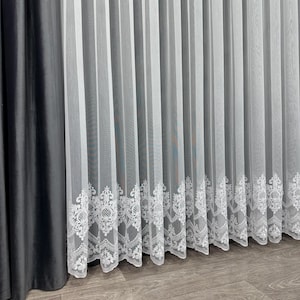 Custom Curtains  Embroidered on Lace Sheer Curtain Fabric, Custom Sheer Curtain Panels Living Room, Decal
