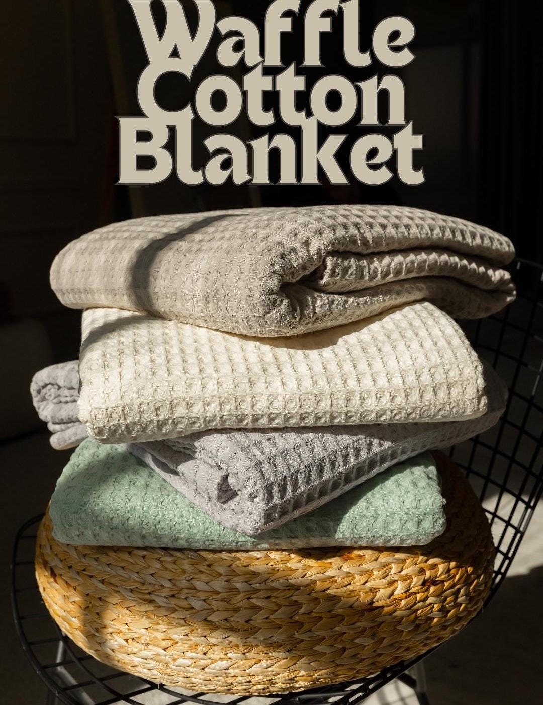 Waffle Cotton Blanket, Bed Cover, Plaid Rug - Elevate Your Home Decor With This Plaid Rug & Blanket Set.