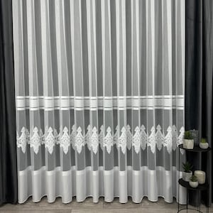 Luxury sheer curtains to order, embroidered voile curtains, 3 colors, custom size, gift for women