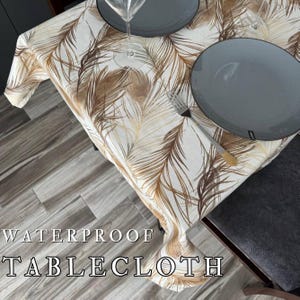 Custom Waterproof Tablecloth, Handcrafted Table Cover, Table Setting with Ornament, Enchant your Dining Space,  Various Colors Available!