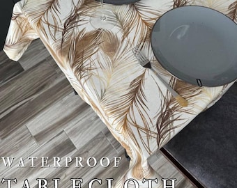 Custom Waterproof Tablecloth, Handcrafted Table Cover, Table Setting with Ornament, Enchant your Dining Space,  Various Colors Available!