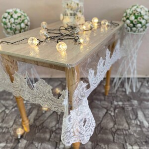 Transparent Table Cover With Royal Lace, Tablecloth Banquet Size ...